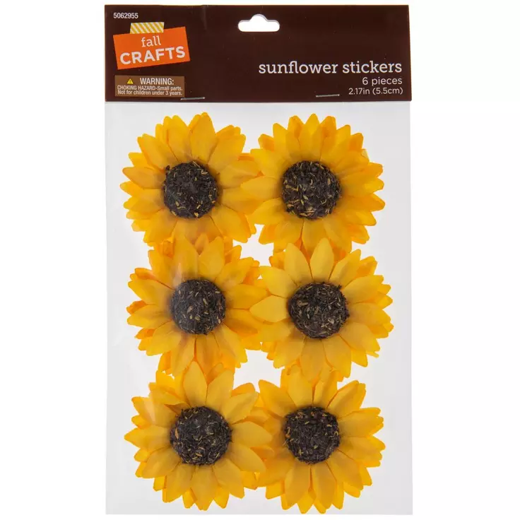 HL Fall Craft Supply - Sunflower Adhesive Polyester Stickers 3 Sets