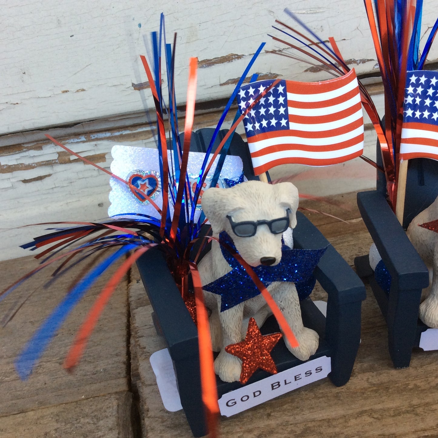 GD Patriotic Decor - God Bless & 'Merica Resin Summer Dog Decor 2pc