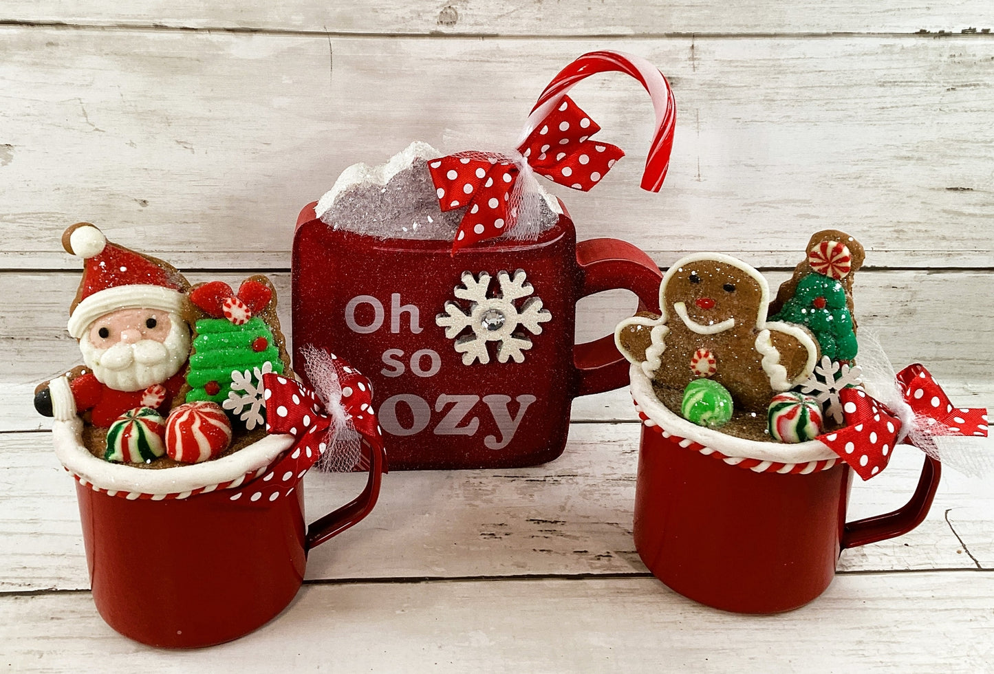 AGD Christmas Decor - Red White Santa Gingerbread Hot Chocolate Display