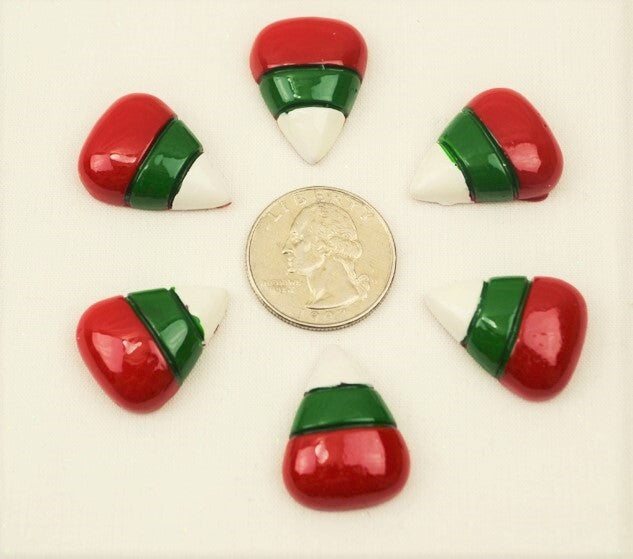 AGD Christmas Supply - Flatback Red White Green Candy Corn Cabochon 20pc