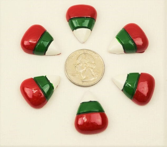 AGD Christmas Supply - Flatback Red White Green Candy Corn Cabochon 20pc