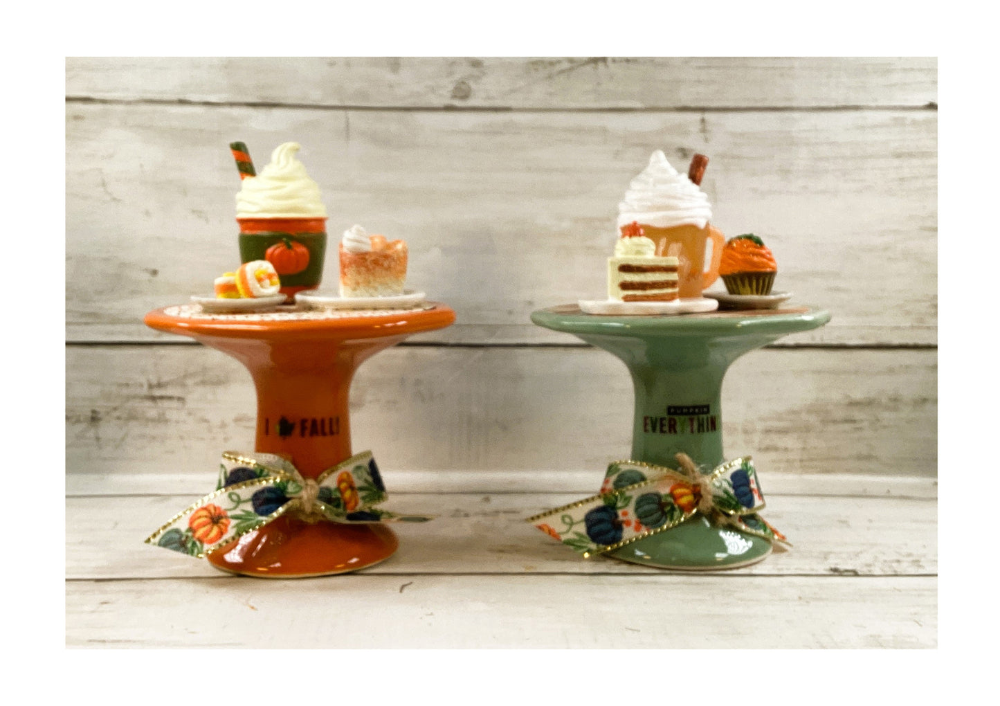 AGD Fall Decor - Pumpkin Spice Latte Pie Dessert Cupcake Risers 2pc