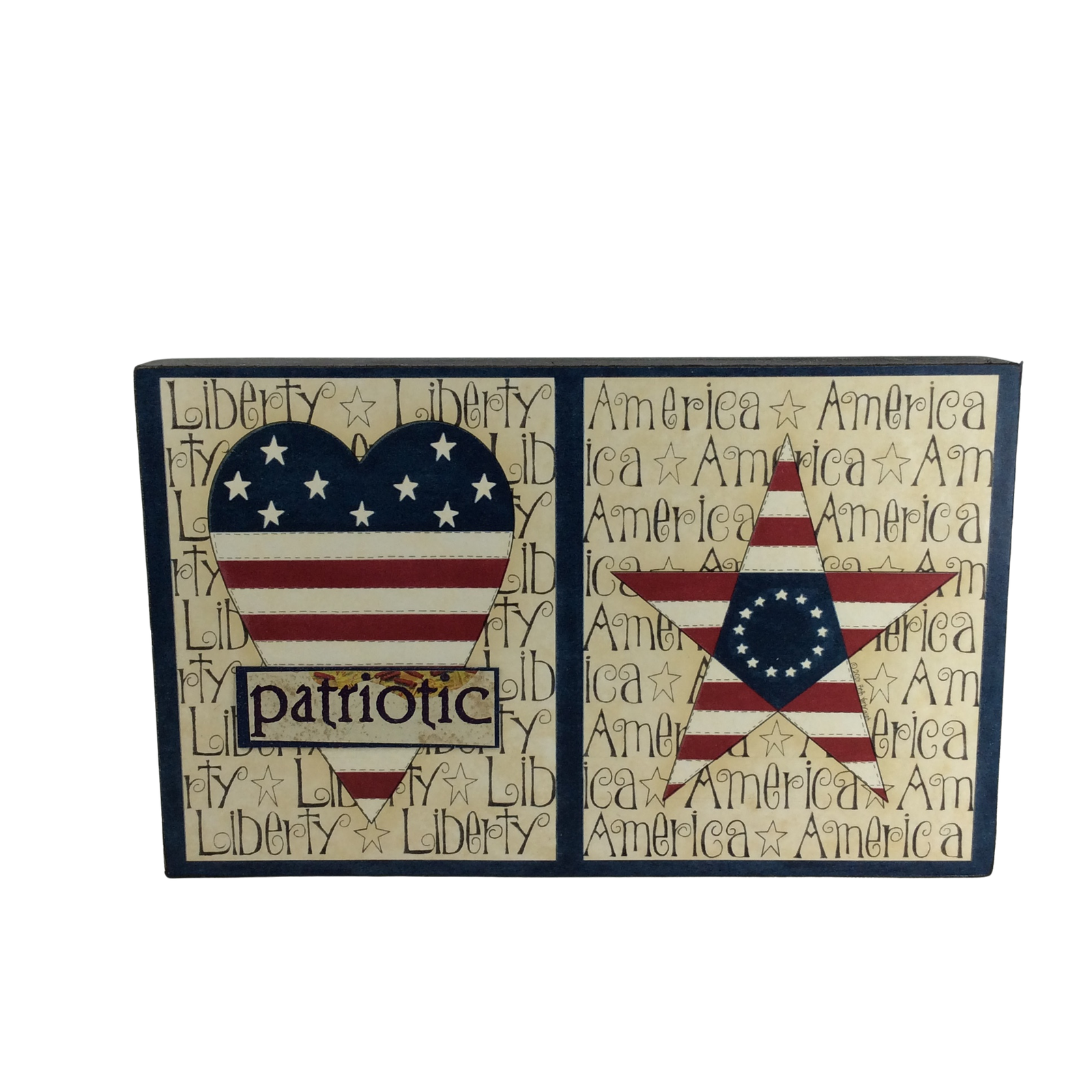 AGD Patriotic Decor - Patriotic Prim Heart Star Americana Box Sign