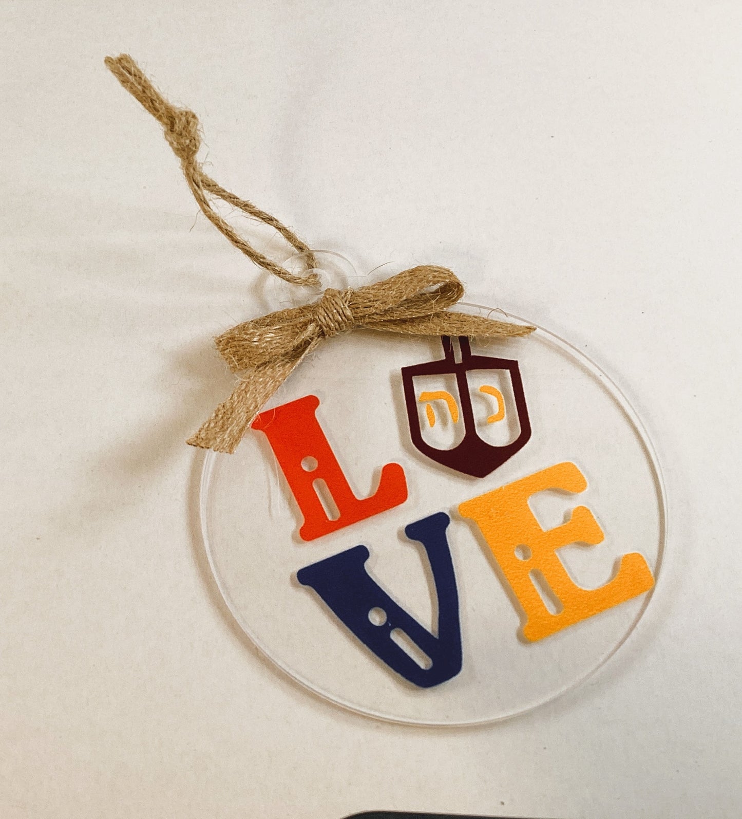 AGD Jewish Decor - Love Hanukkah Menorah Dreidel Acrylic Ornament