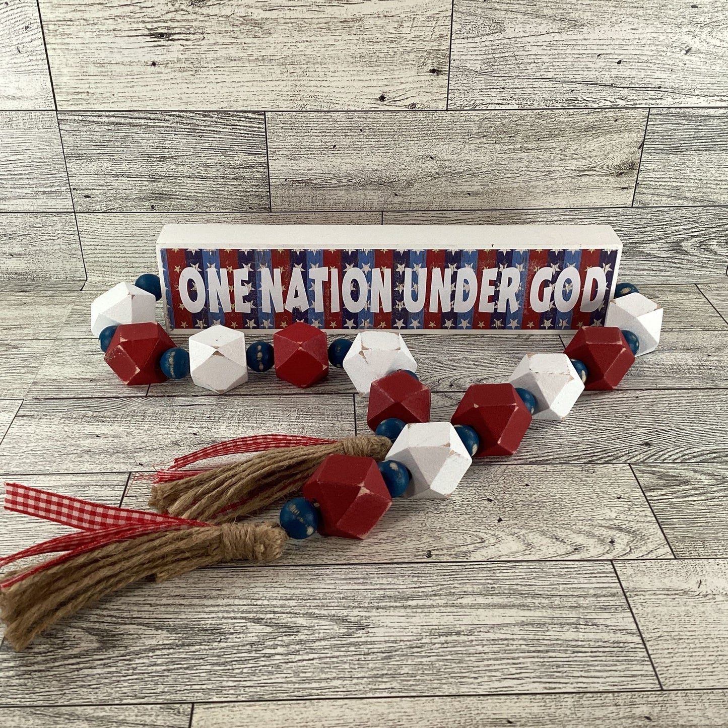 AGD Patriotic Decor - Duty Honor Country Beaded Reversible Sign  Stars 3pc