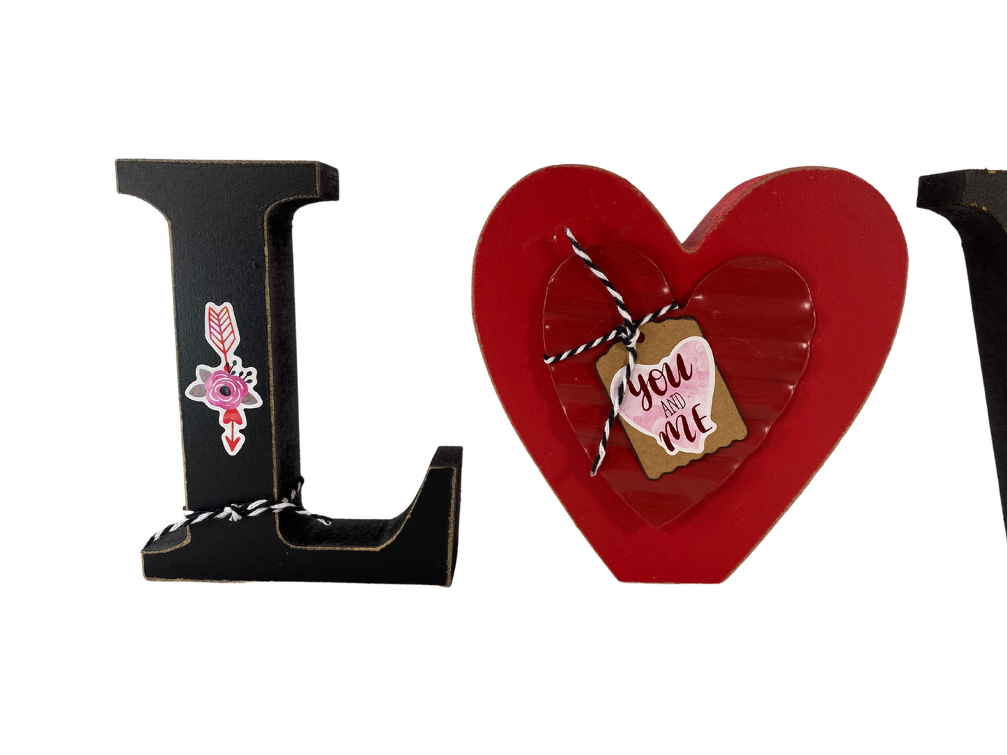 Valentines Decor - Chunky Wood Heart Love Letter Word Tabletop Display