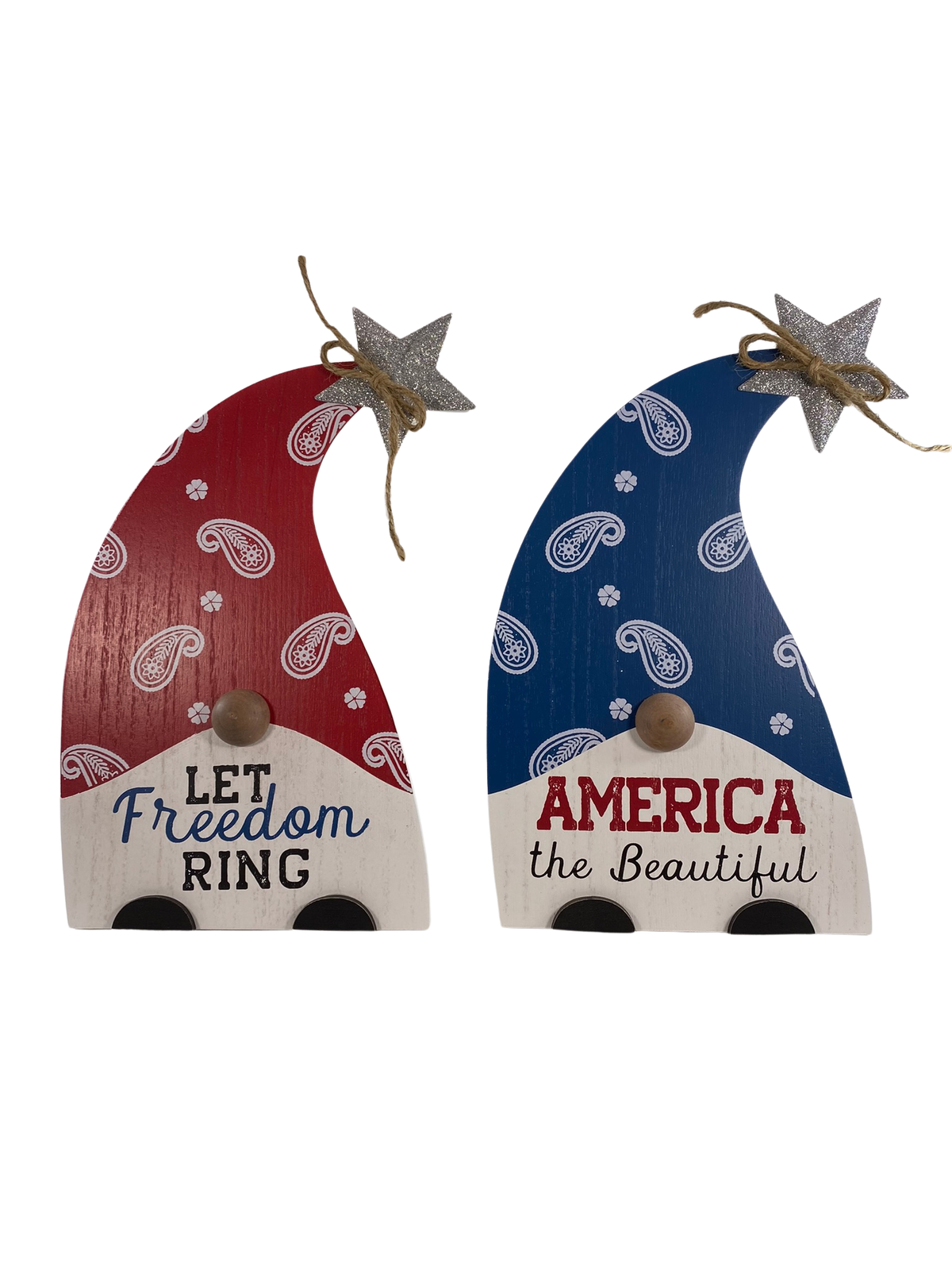AGD Patriotic Decor - America Freedom Gnome Easel back Signs 2pc