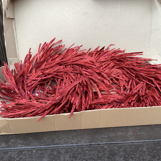 Adams Craft Supply - Red Glitter Twisted Grass Wreath 22inch 2pc