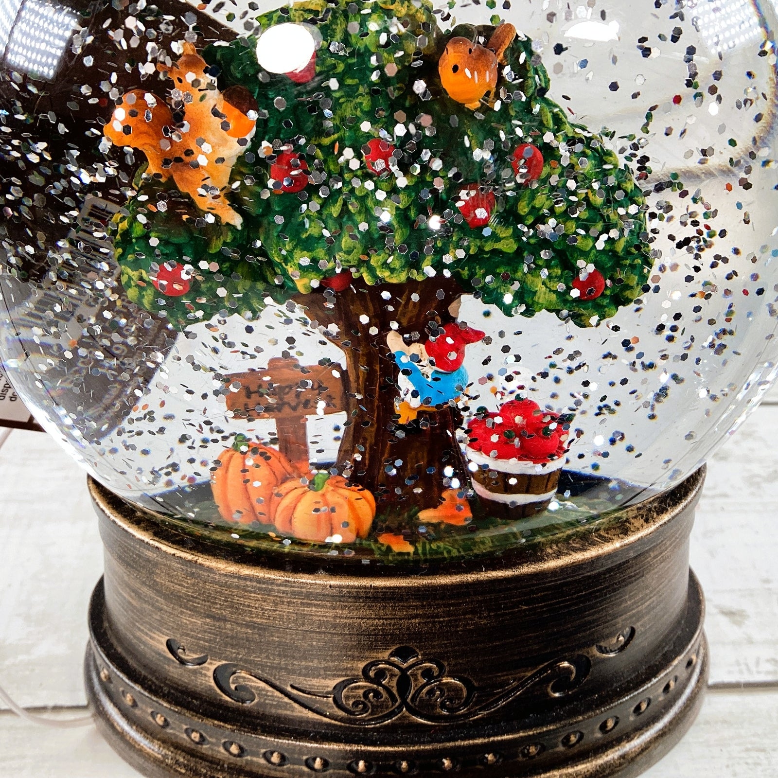 AGD Fall Decor -  Harvest Apple Tree Water Glitter LED Lighted Lantern
