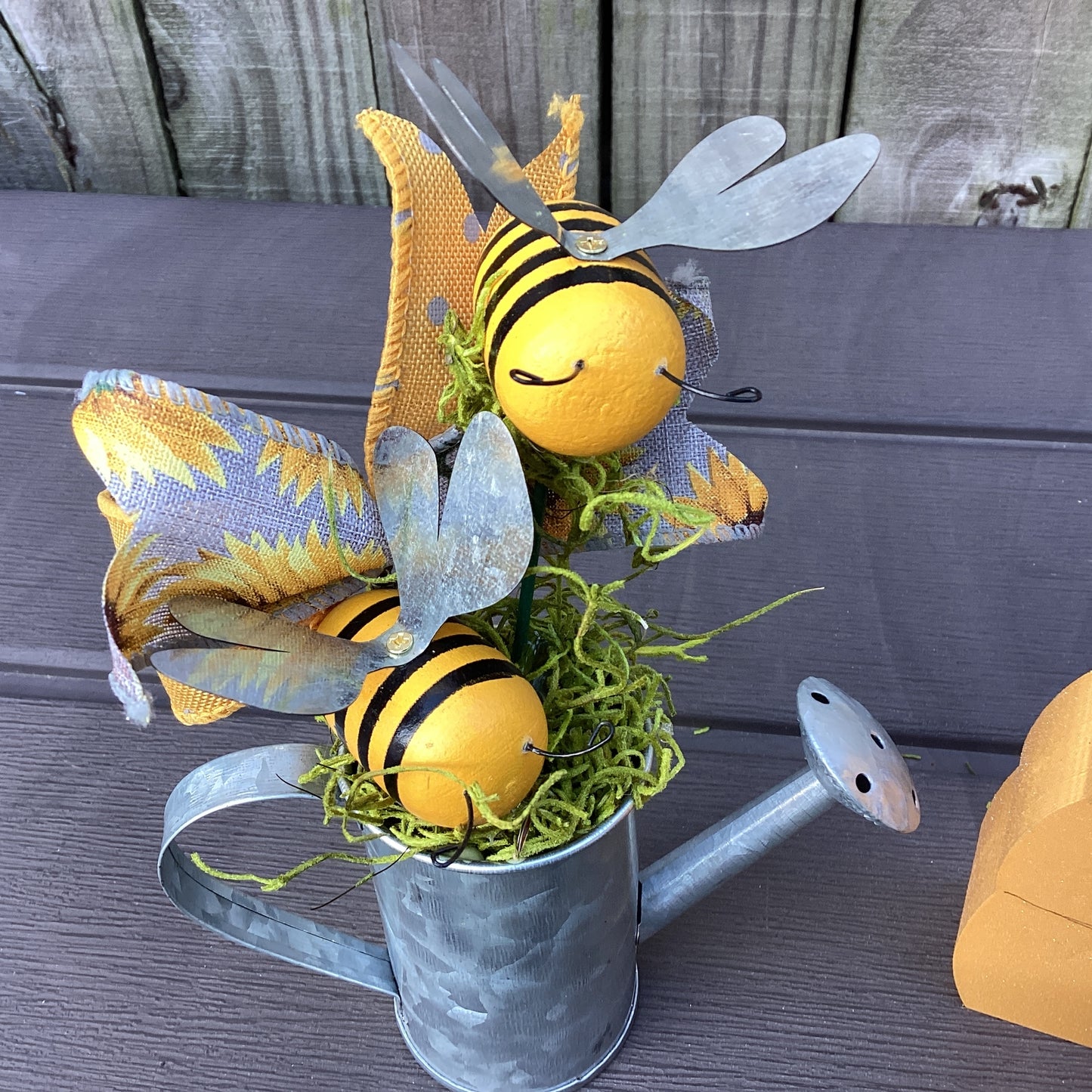 AGD Summer Decor - Gather Bee Hive Galvanized Tin Display 2pc Set