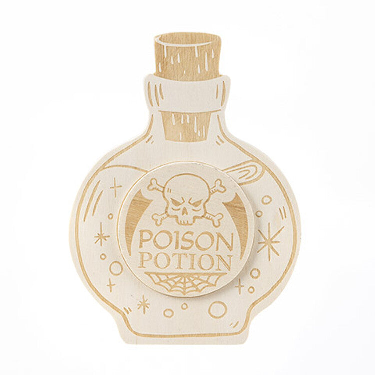Darice Halloween Craft Decor - Unfinished Wood Poison Potion Bottle