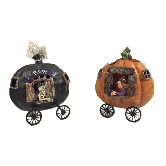 Youngs Halloween Decor - Resin Pumpkin Train 2pc Set