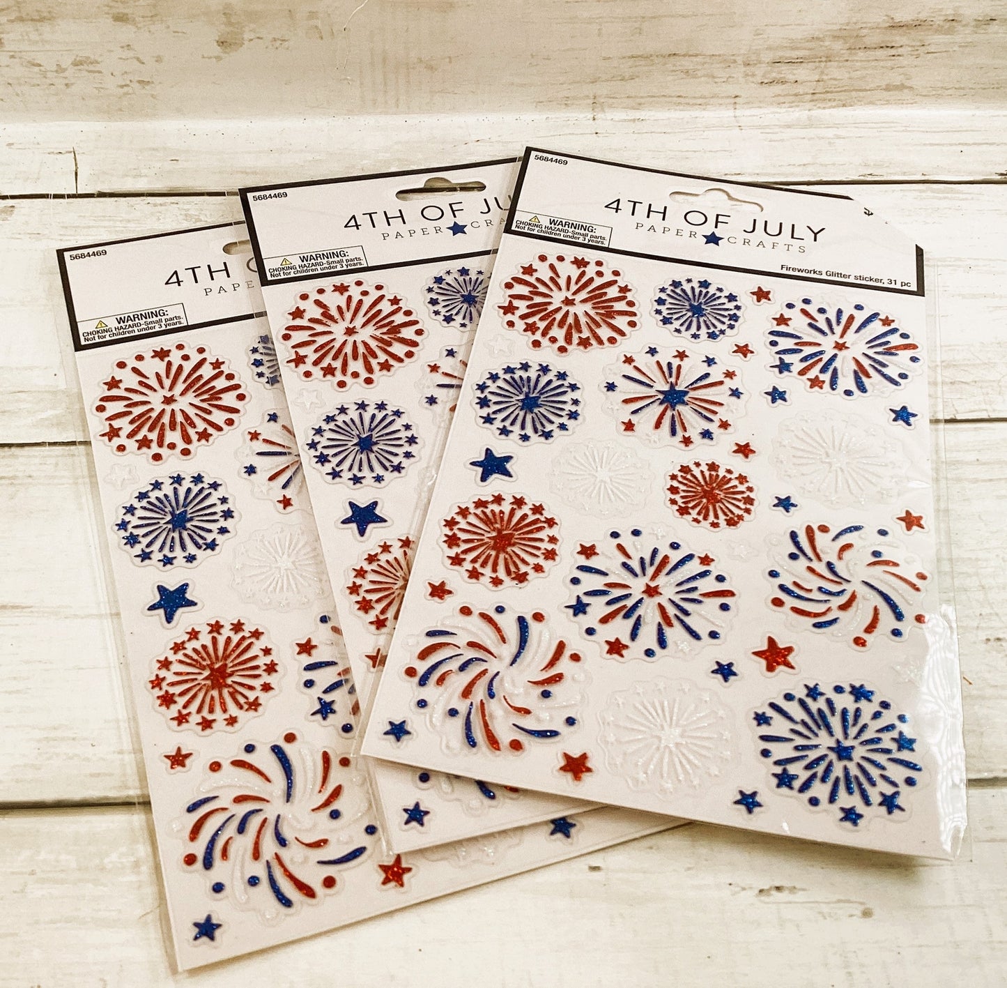 Patriotic Craft Supplies - Glitter Firework Stickers 3sets