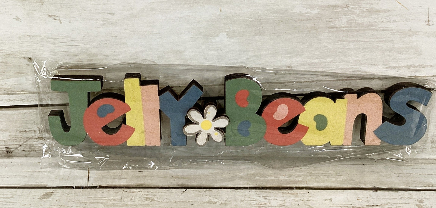 CWI Easter Decor - Jelly Beans Wood Cut-Out Small Sign
