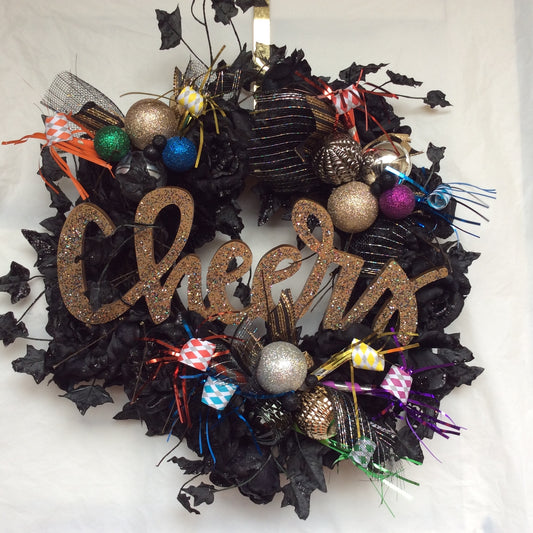 AG Designs New Years Decor - Elegant Cheers Black Rose Lighted Wreath
