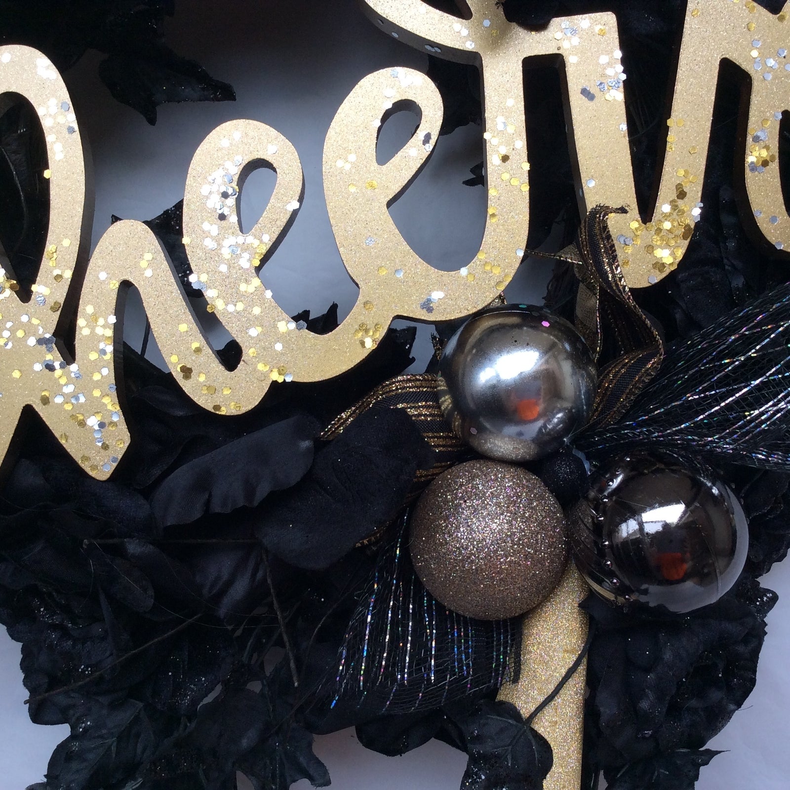 AG Designs New Years Decor - Elegant Cheers Black Rose Lighted Wreath