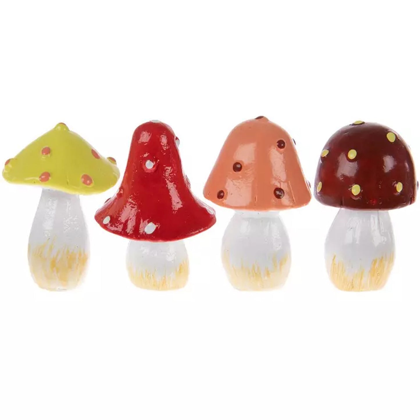 HL Craft Decor - Miniature Mini Small Fairy Resin Mushrooms 4pc Set