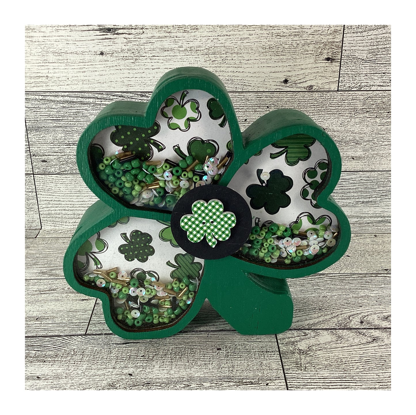 AGD Saint Patrick Decor - Irish Shamrock Chunky Wood Shaker Sitter