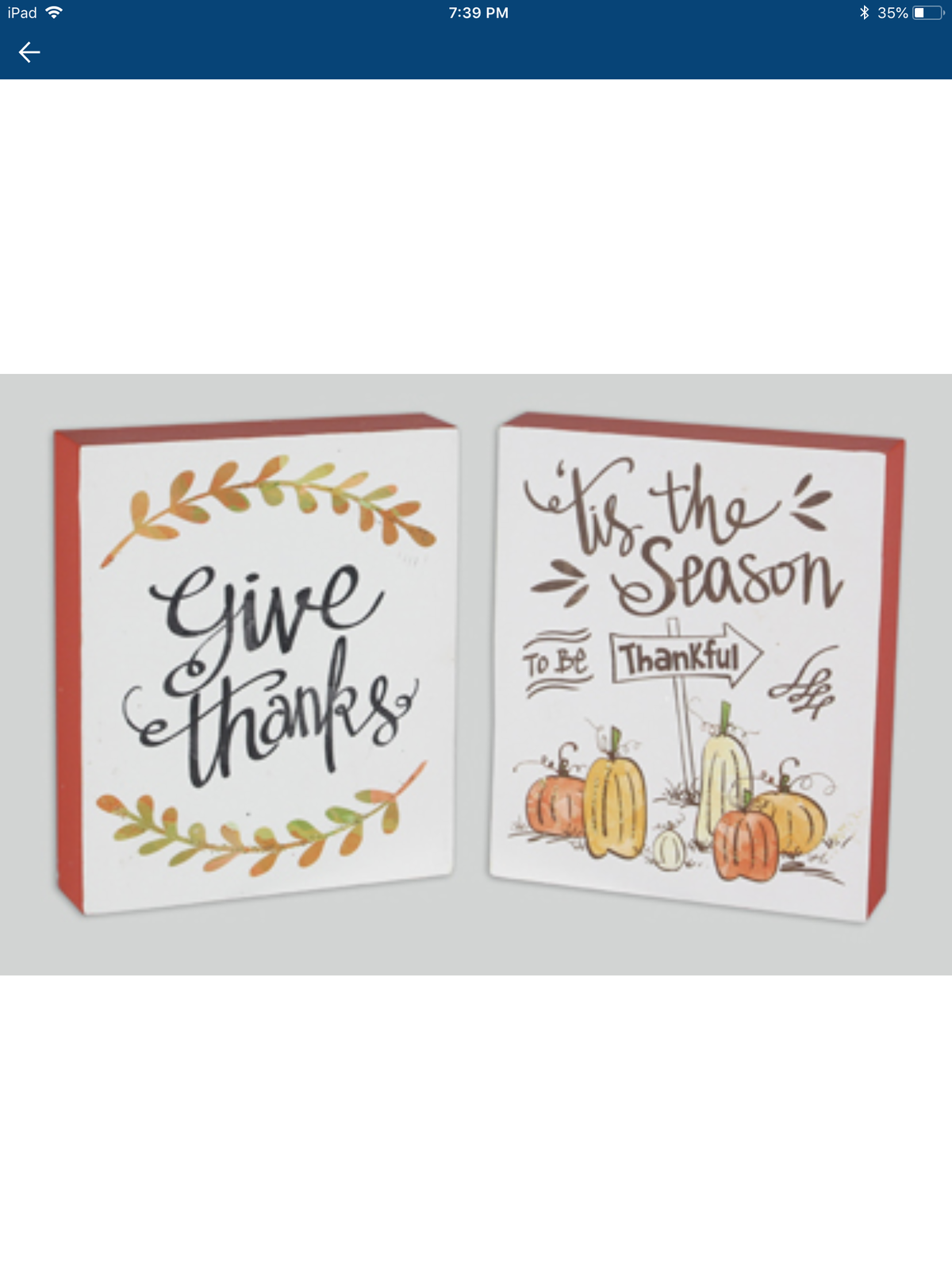 Youngs Fall Decor - Tis the Season to be Grateful 2pc Blocks