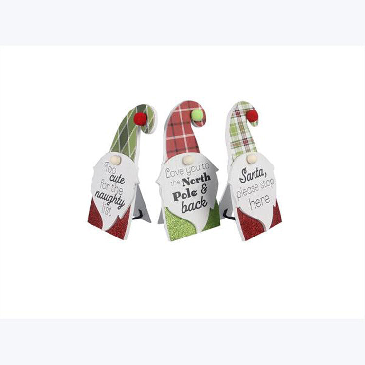 Youngs Christmas Decor - Tabletop Gnomes Cute Sentiments 3pc Set