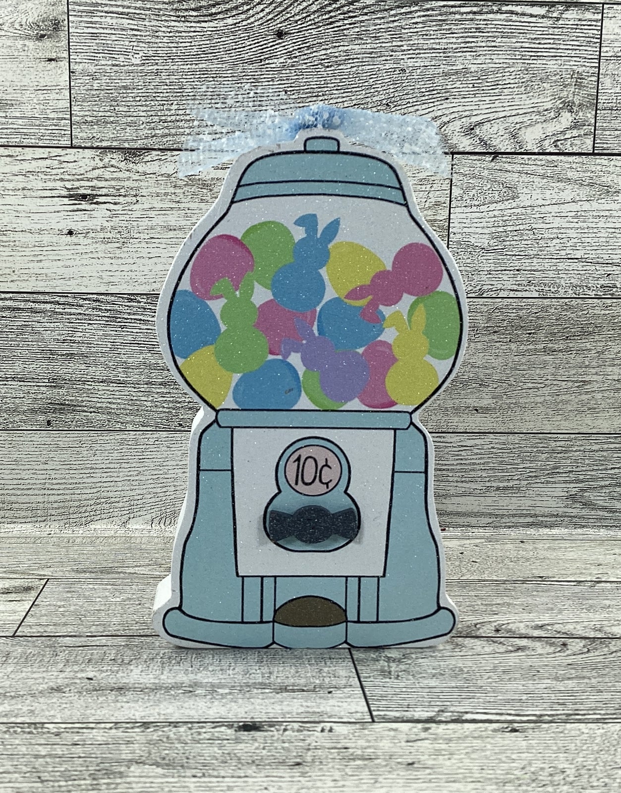 AGD Easter Decor - MDF Gumball Machine and Pom Pom Bunny Tier Tray 3pc