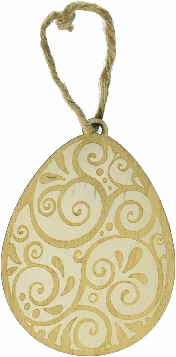 Darice Easter Craft - DIY Laser Ornate Design Wood Egg Ornaments 2pc