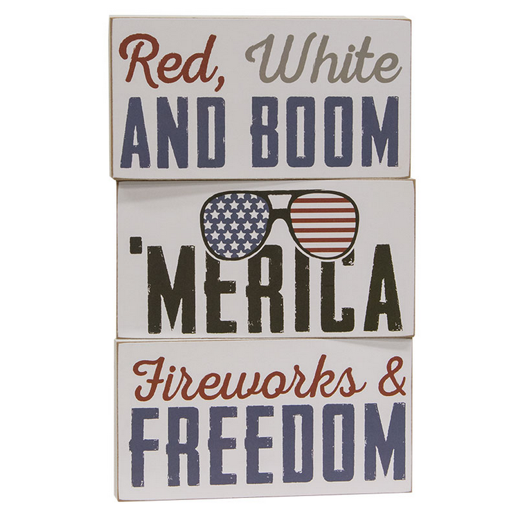 CWI Patriotic Decor - 'Merica Fireworks Boom Signs 3pc