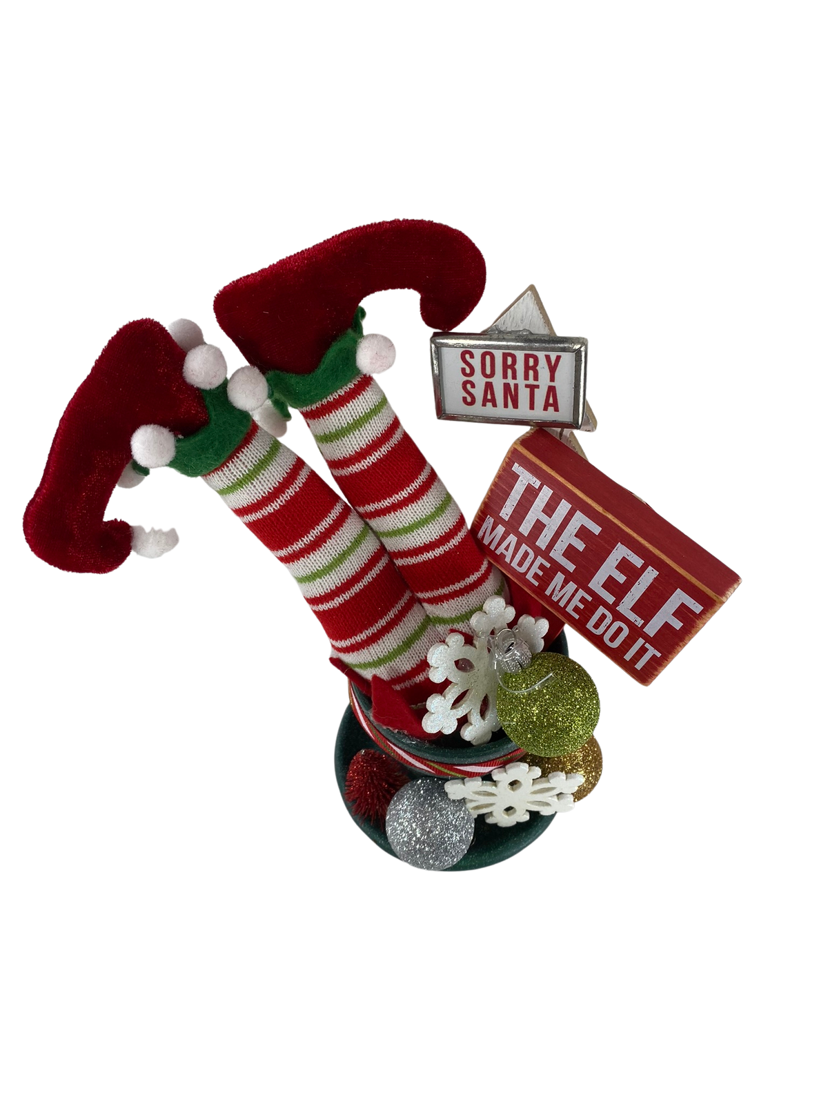 AGD Christmas Decor - Elf Made Me Do It Filled Clay Pot Display