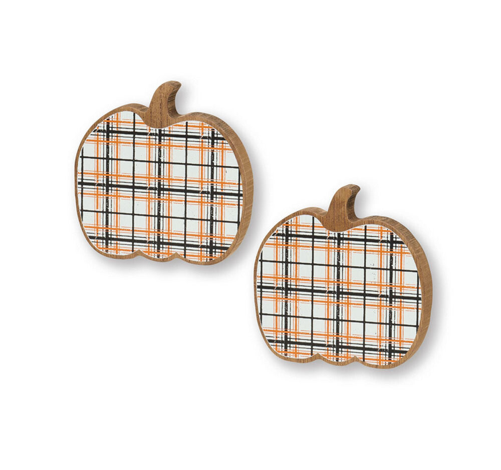 Collins Halloween Decor - Small Black White Orange Pumpkins 2pc Set