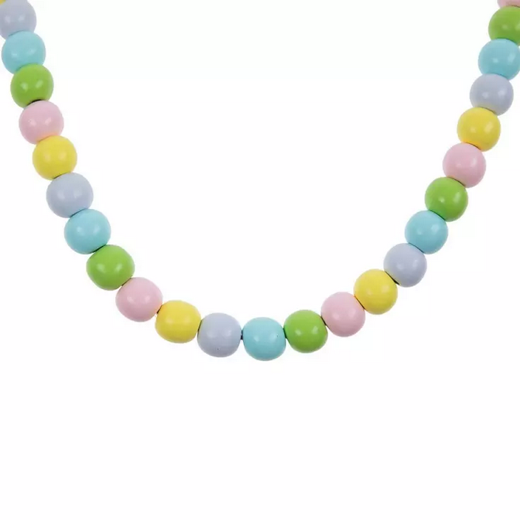 HL Easter Spring Decor - Pastel Wood Bead Beaded Tassel Garland 6ft