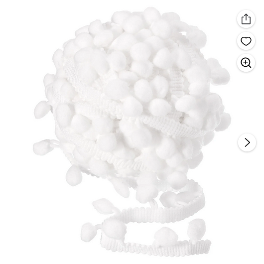 AH Craft Supply - White Pom Pom Garland Fringe Trim 2pc Set