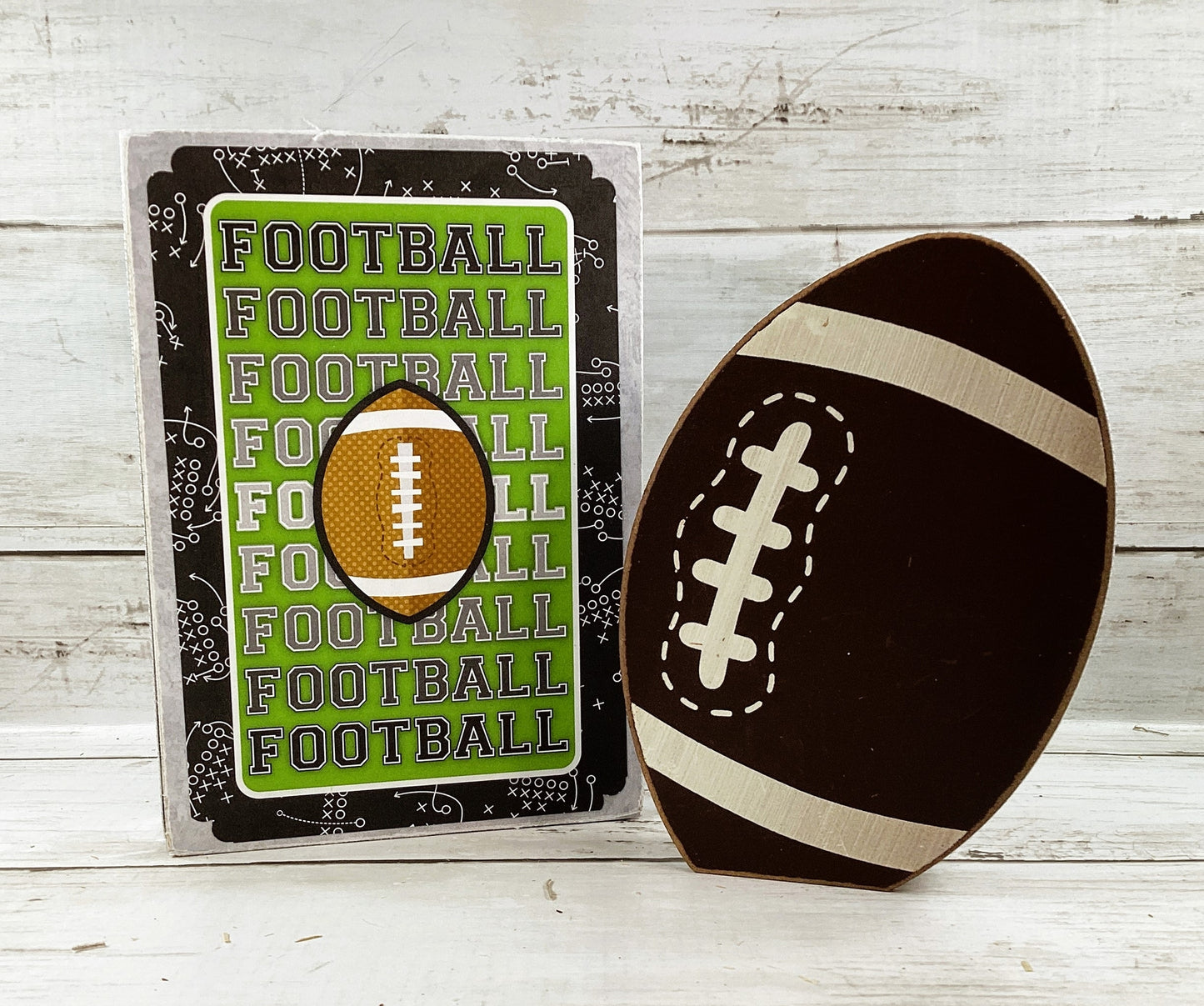 AGD Fall Decor - Chunky Football Touchdown Sign 2pc Set