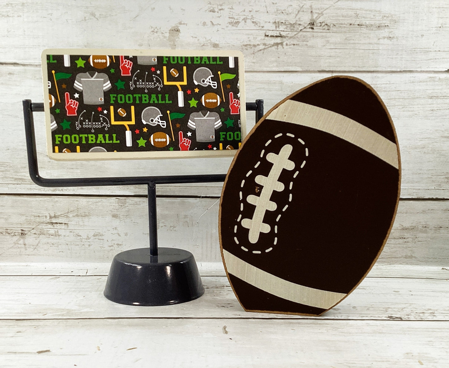 AGD Fall Decor - Football Touchdown Reversible End Zone Sign Tier Tray 2pc Set