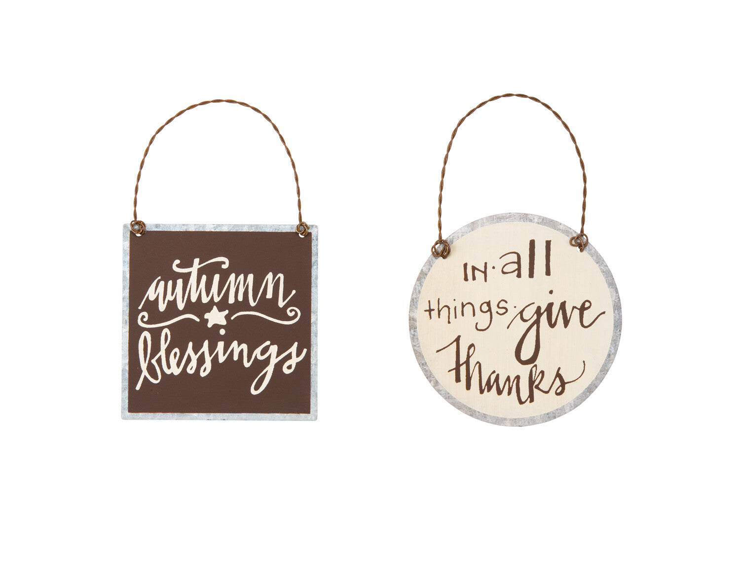 PBK Fall Decor - Give Thanks & Autumn Blessings Ornament 2pc Set