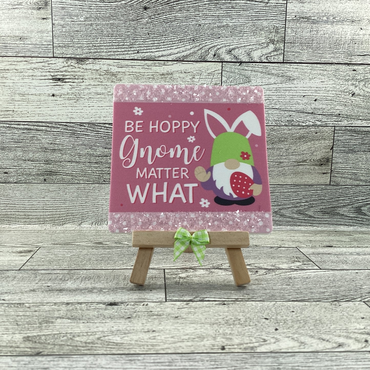 AGD Easter Decor - Resin Gnome Glitter Bunny Rabbit Tier Tray 4pc Set (A)