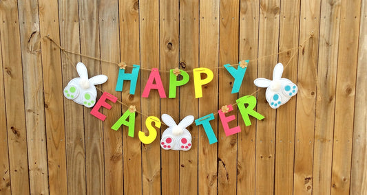 AGD Easter Decor - Happy Easter Bunny Bottom Felt Garland