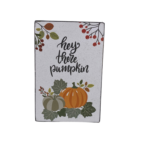 AGD Fall Decor - Hey There Pumpkin Kind Grateful Reversible Wood Box Sign