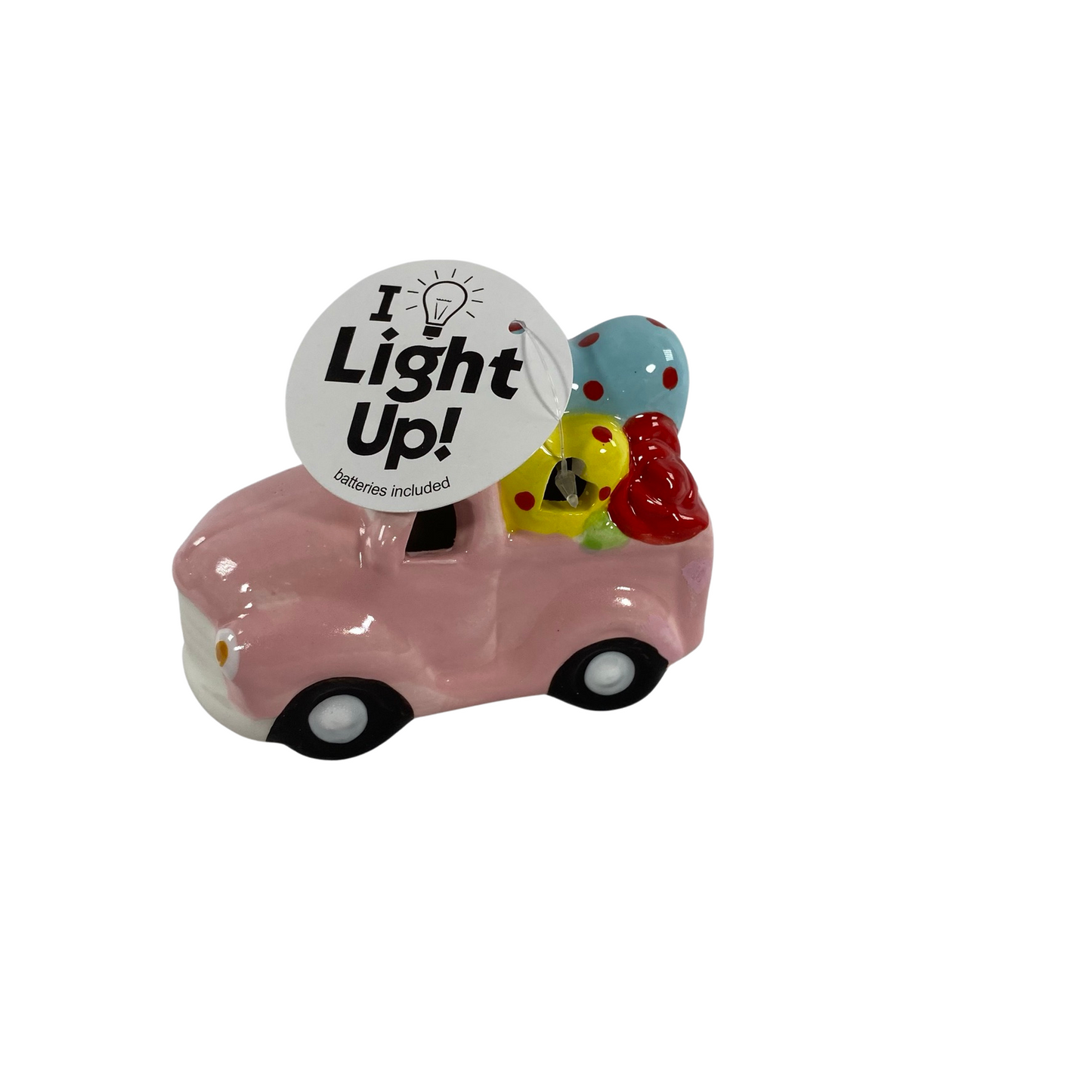 AGD Valentines Decor - Chunky Heart and Ceramic Light Up Truck 2pc
