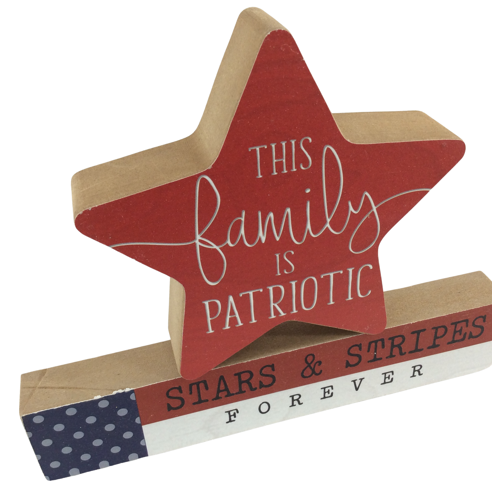 AGD Fall Decor -  This Family is Patriotic Chunky Wood 2pc Set
