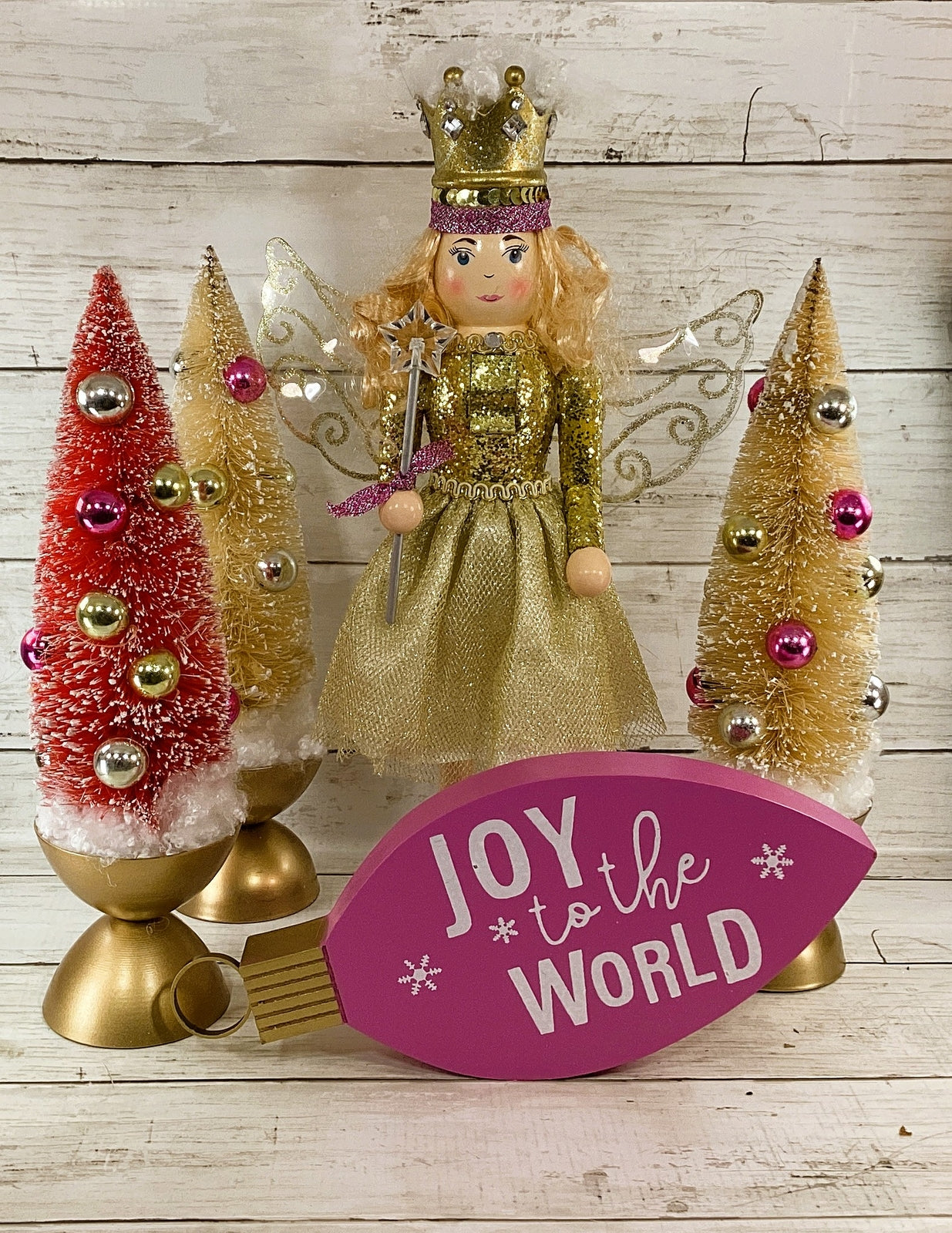 AGD Christmas Decor - Joy to the World Sisal Tree Nutcracker Ballerina 5pc
