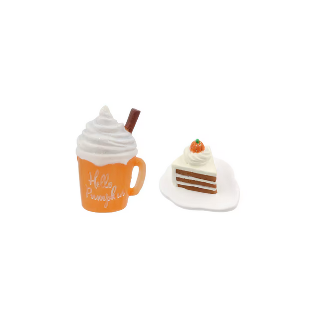 Ashlands Fall Decor - Resin Fairy Garden Pumpkin Spice Frapp Cake 2pc