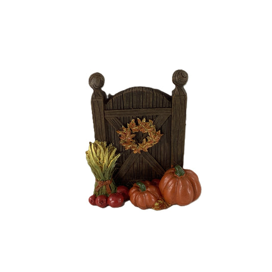Darice Fall Decor - Resin Mini Fairy Garden Gate Corn Stalks Pumpkin