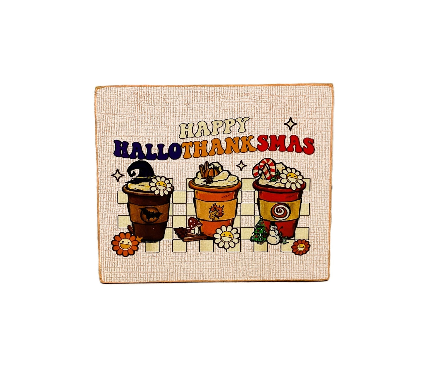 AGD Fall Decor - Latte Coffee Happy Hallothankmas Seasonal Box Sign