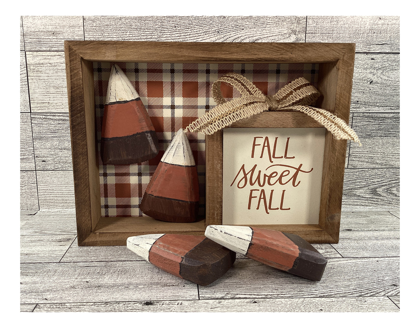 AGD Fall Decor - 3D Candy Corn Fall Is Sweet Wood Inset Shadow Box Sign