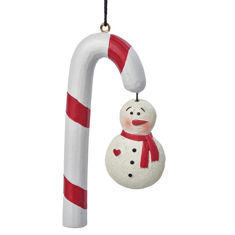 BB Christmas Decor - Candy Cane with Snowman Ornament