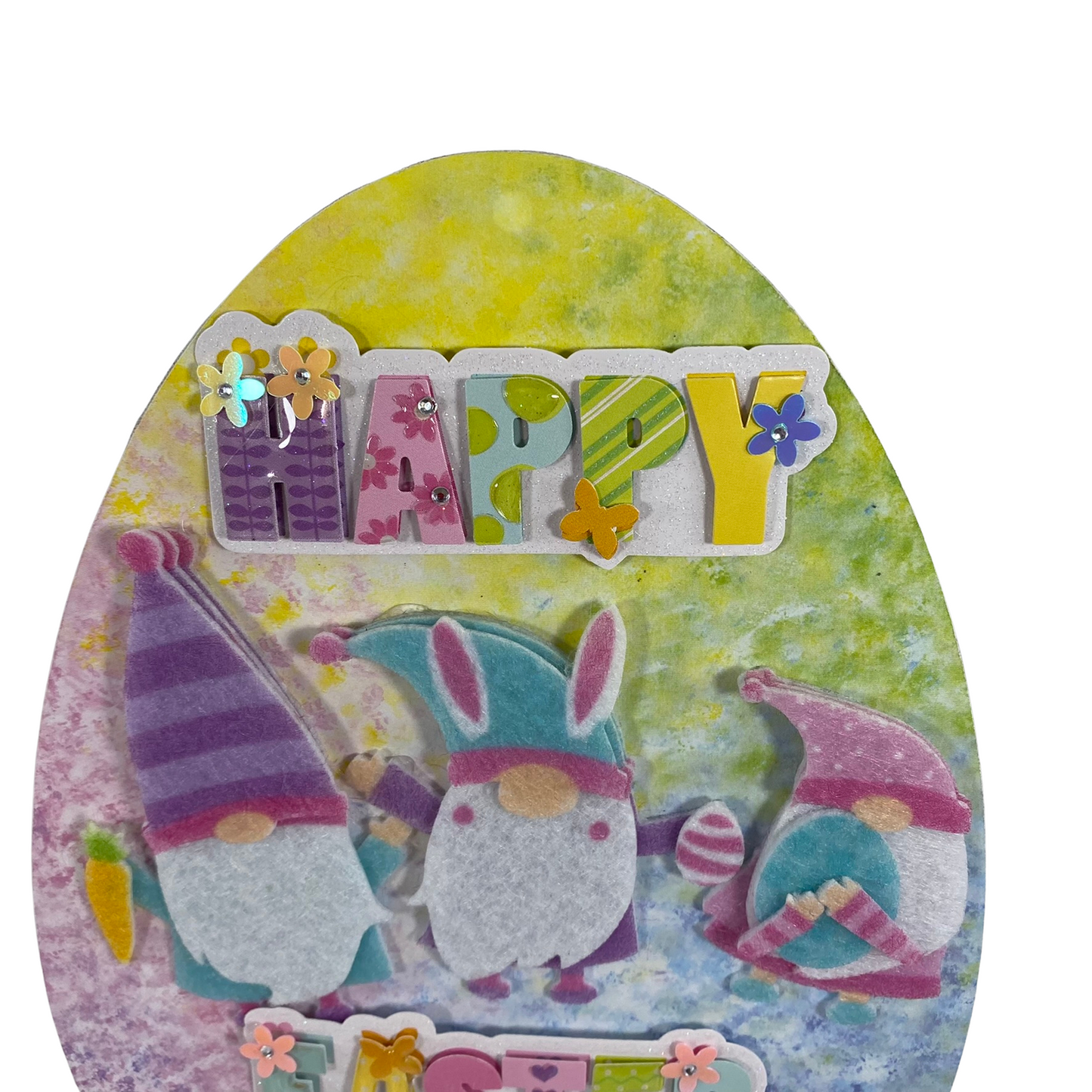 AGD Easter Decor - Bunny Eggs Gnome Happy Easter Egg Easel Sign