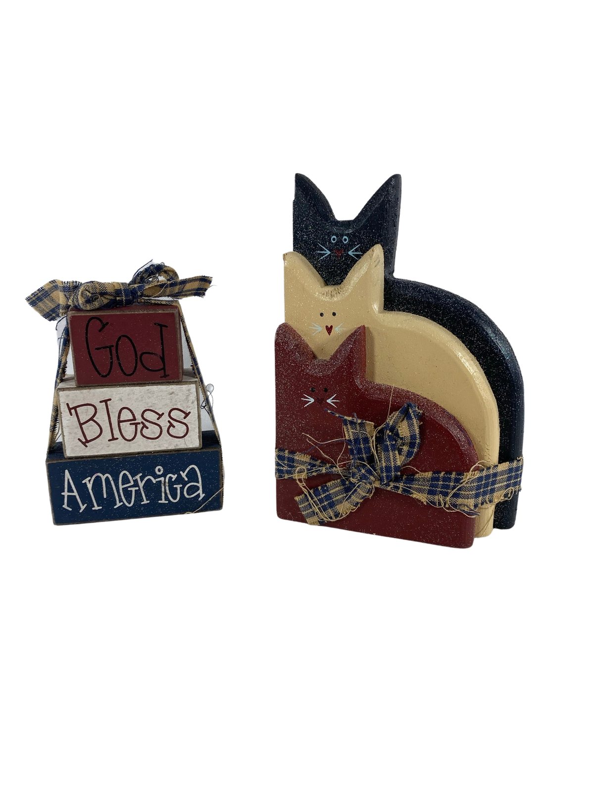 AGD Patriotic Decor - USA Stacking Blocks Americana Cat 3pc Set