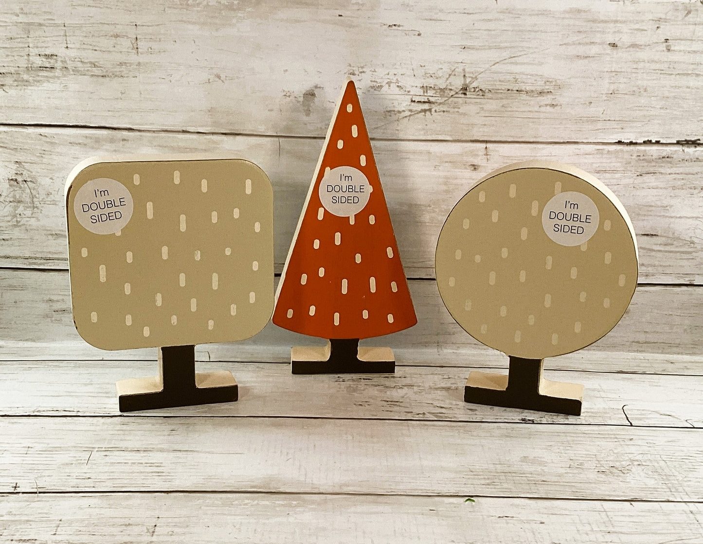 Adams Fall Decor - Chunky Wood Reversible Trees 3pc Set