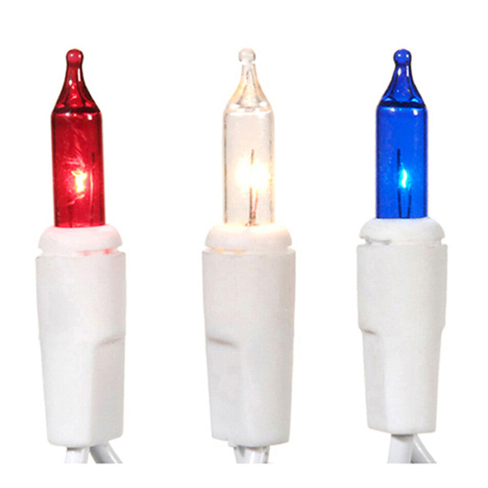 Darice Deco String Lights - Patriotic 20 Red White Blue Bulbs White Cord