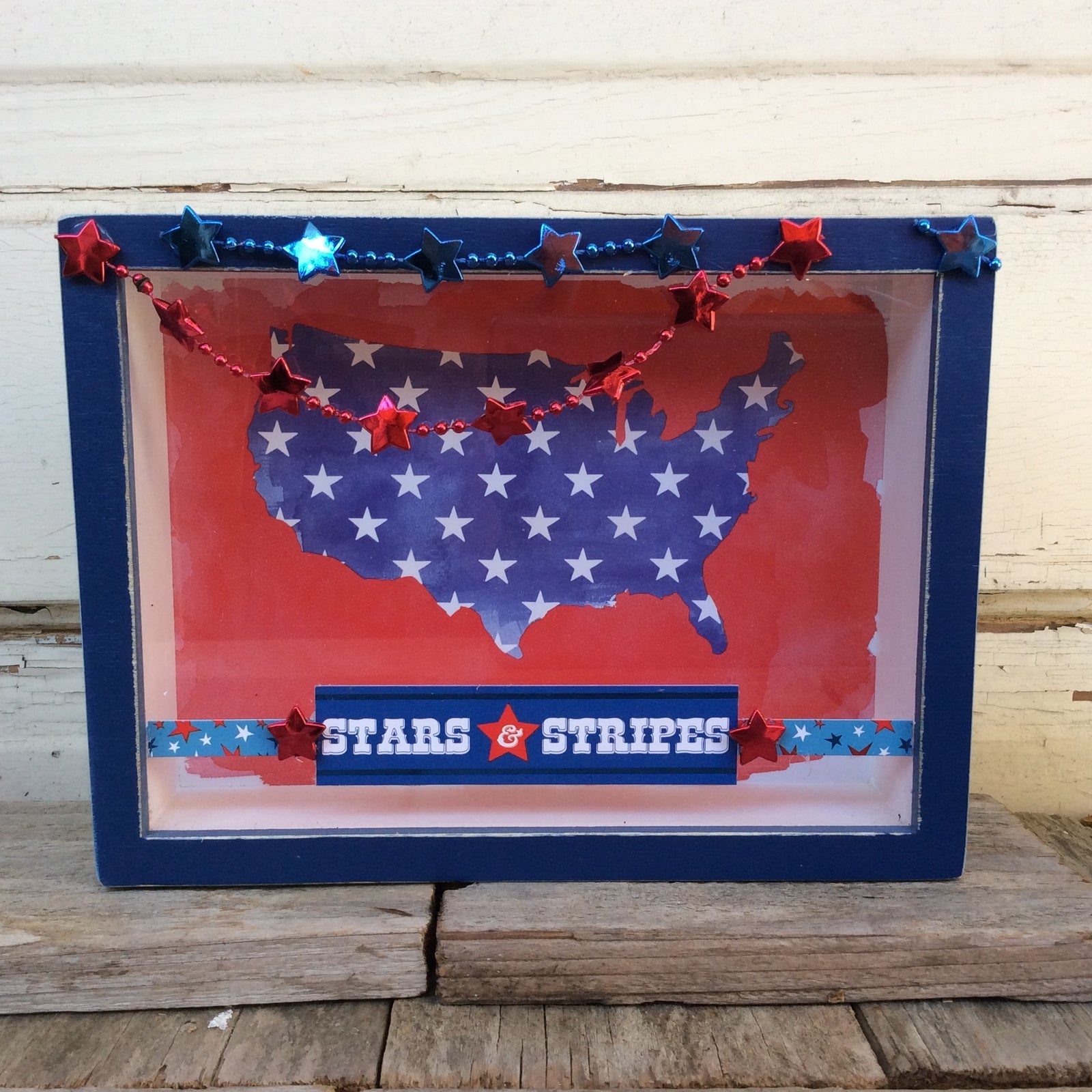 AGD Patriotic Decor - Stars and Stripes Box Shadow Sign